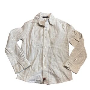 NWOT La Miniatura Shirt Dress Formal Button Up Boy Size 6 Tuxedo Off White